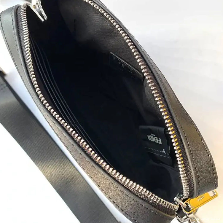 Cheap In Compact Leather Logo Black Fendi Case Calf ROMA Camera 0512